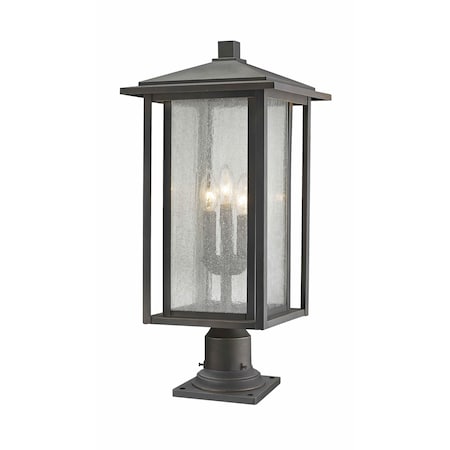Z-Lite Aspen 3 Light Outdoor Pier Mounted Fixture, Oil Rubbed Bronze And Clear Seedy 554PHXLR-533PM-ORB